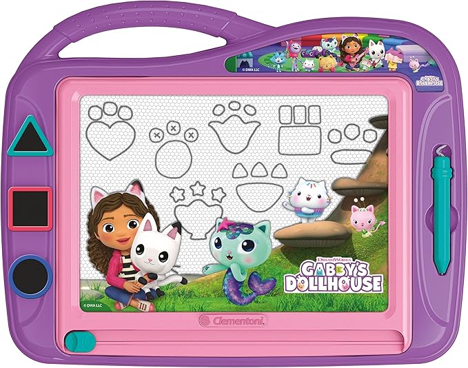 Buy Clementoni Gabbys Magnetic Drawing Painting Board Erase & Reusable with 3 Stencils | Yallatoys.com