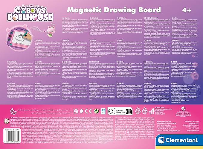 Buy Clementoni Gabbys Magnetic Drawing Painting Board Erase & Reusable with 3 Stencils | Yallatoys.com