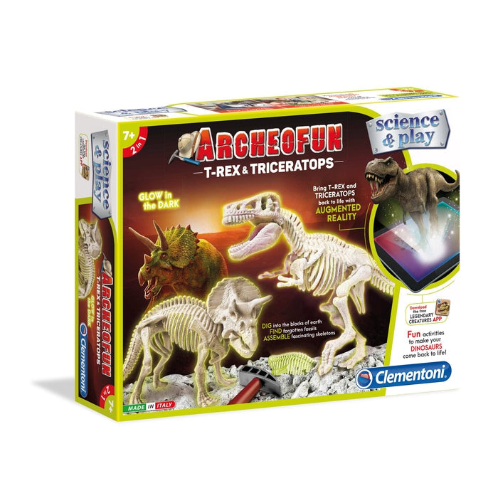 Buy Clementoni Science & Play Archeofun T-Rex Glow in The Dark Scientific Dinosaur Kit | Yallatoys.com