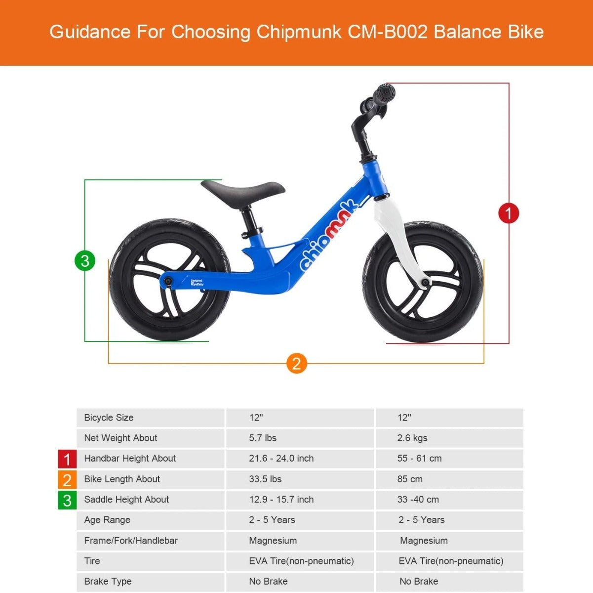 Buy Chipmunk Balancing Bikes 12 Blue | Yallatoys.com