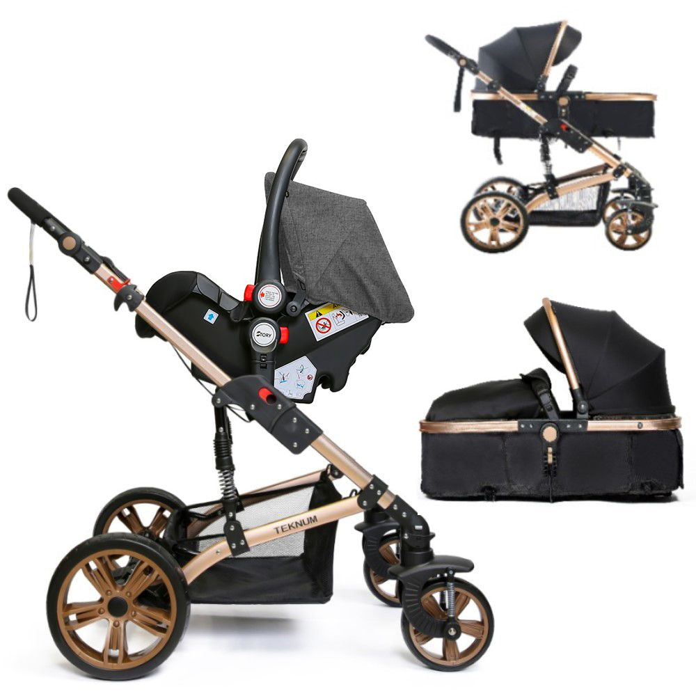Teknum 3 In 1 Pram Stroller Story-Black + Infant Car Seat Teknum Yallatoys