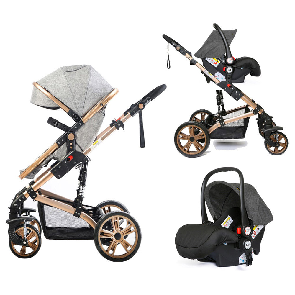 Teknum 3 In 1 Pram Stroller Story - Grey + Infant Car Seat Teknum Yallatoys