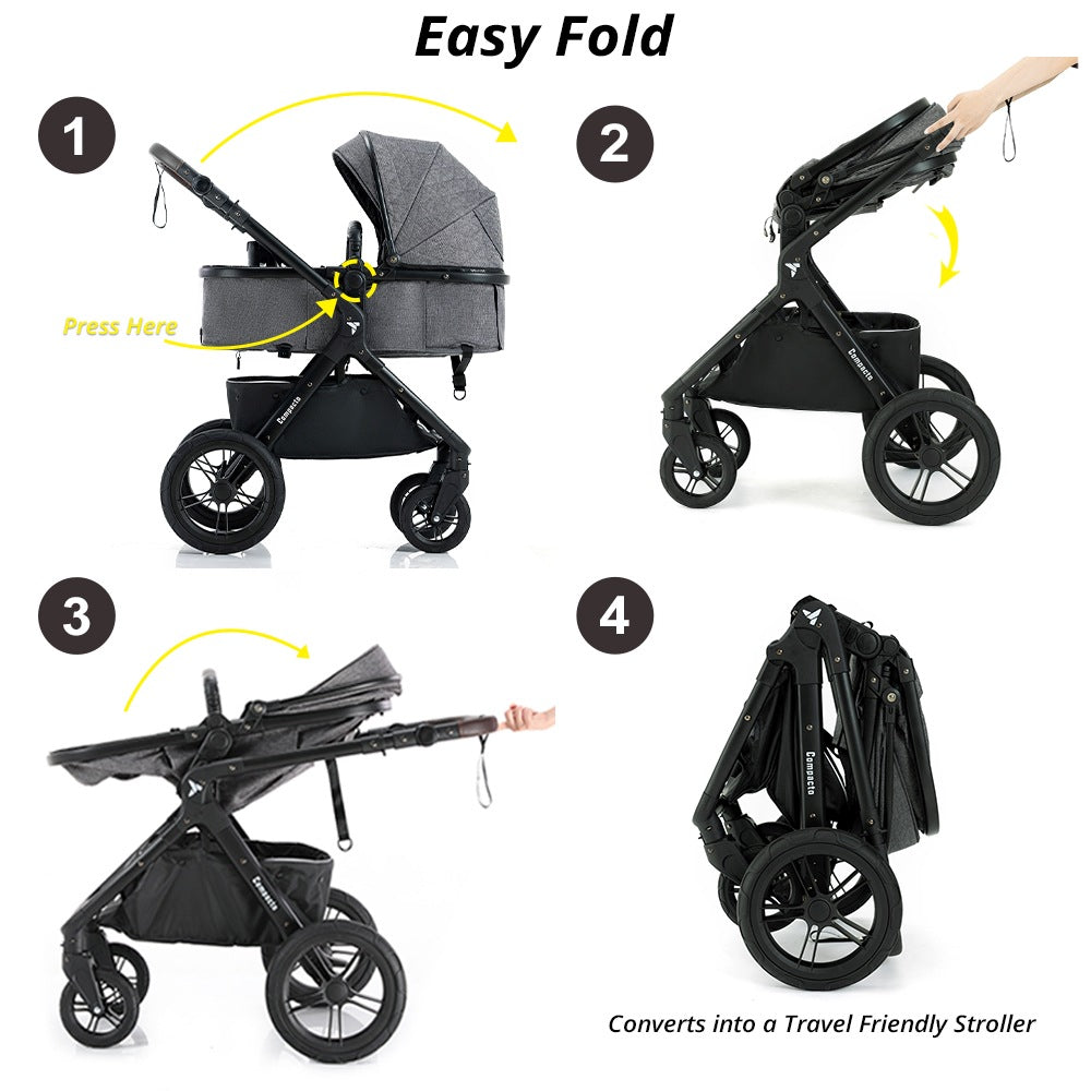 Teknum 3 In 1 Pram Stroller And Infant Car Seat Bundle - Space Grey Teknum Yallatoys