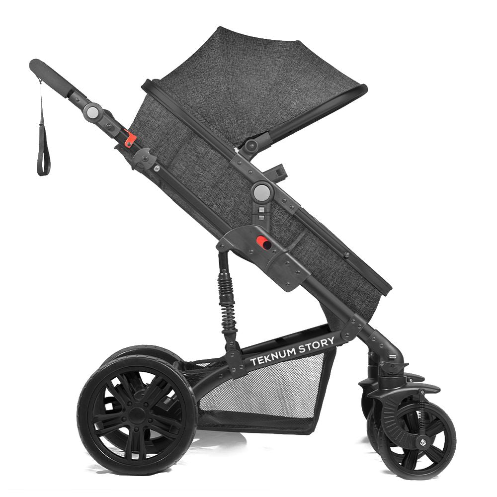 Teknum  3 In 1 Story Pram Stroller And Diaper Bag Bundle Space Grey Teknum Yallatoys