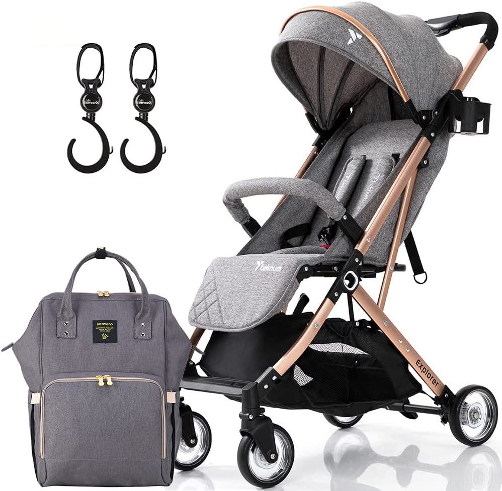 Teknum  Explorer Travel Stroller W/T Diaper Bag & Stroller Hooks Grey Teknum Yallatoys