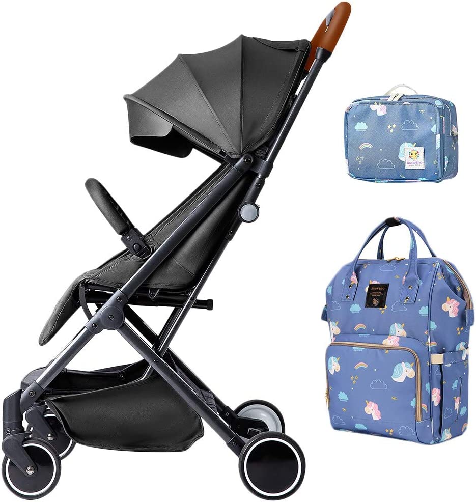 Teknum  Travel Lite Stroller Black And  Sunveno Unicorn Diaper Bag And Clutch Combo Teknum Yallatoys