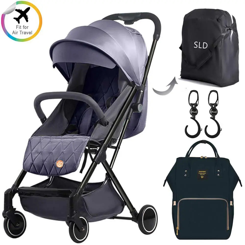 Teknum Grey Travel Lite Stroller with Sunveno Diaper Bag Black with Hooks Teknum Yallatoys
