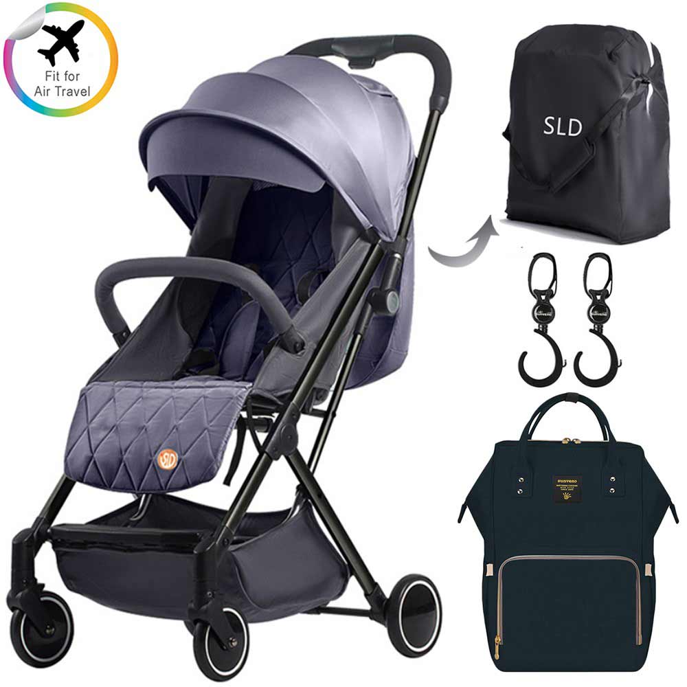 Buy Teknum Grey Travel Lite Stroller with Sunveno Diaper Bag Black with Hooks | Yallatoys.com