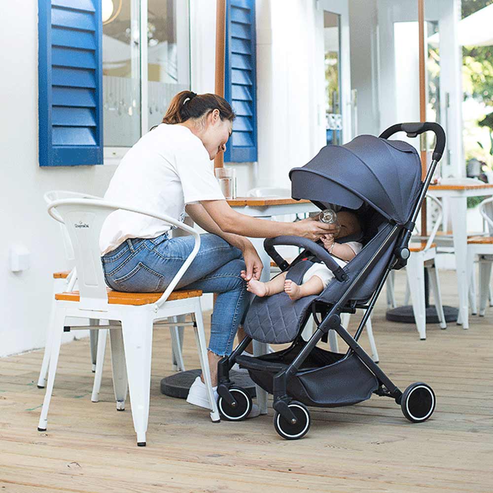 Buy Teknum Grey Travel Lite Stroller with Sunveno Diaper Bag Black with Hooks | Yallatoys.com