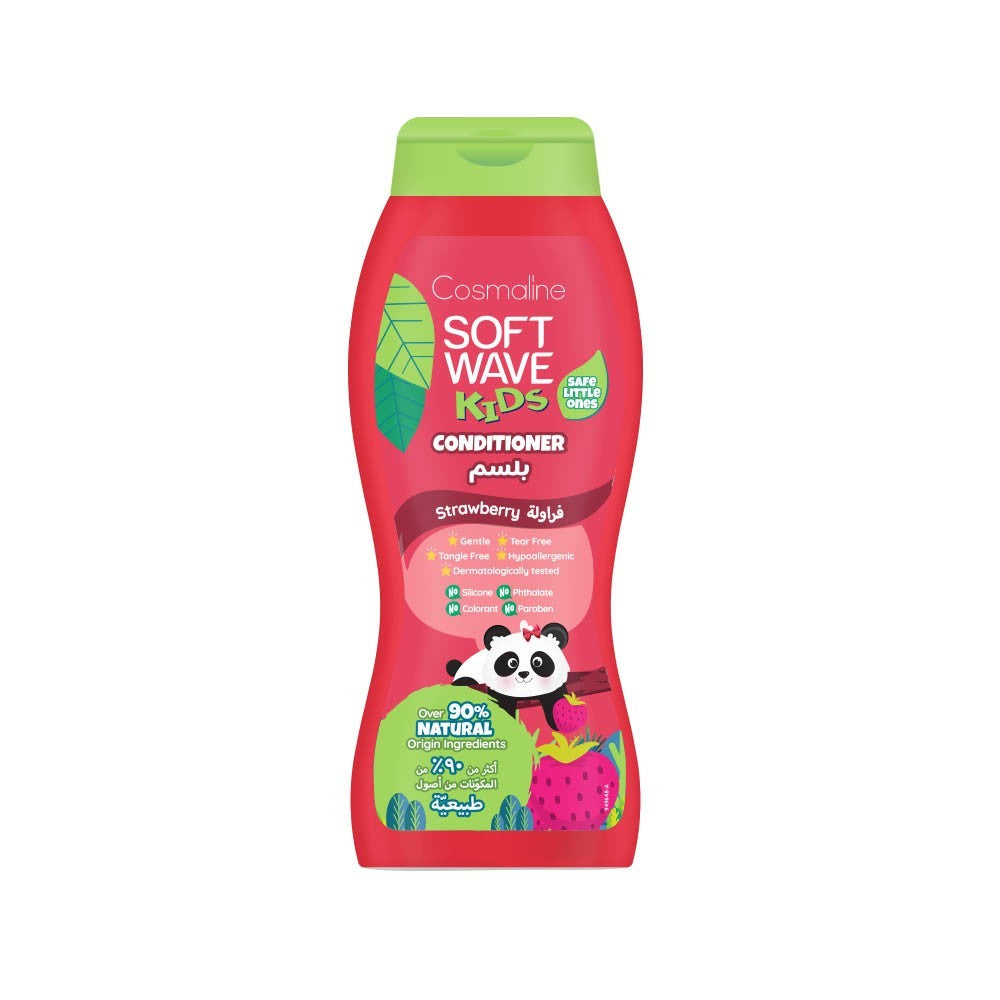 Cosmaline Soft Wave Kids Conditioner Strawberry Over 90% Natural Origin Ingredients 400ml Cosmaline Yallatoys
