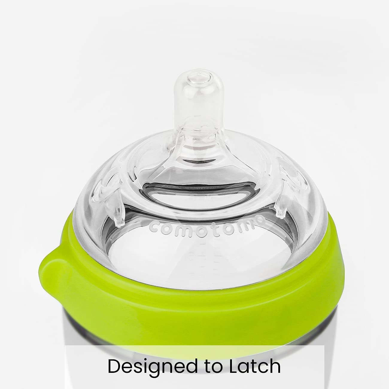 Comotomo  Natural Feel Baby Bottle Single Pack  Green & White  150 Ml Comotomo Yallatoys