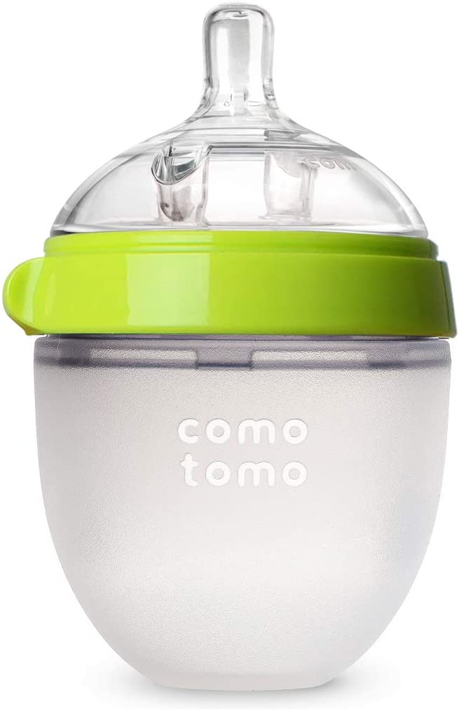 Comotomo  Natural Feel Baby Bottle Single Pack  Green & White  150 Ml Comotomo Yallatoys