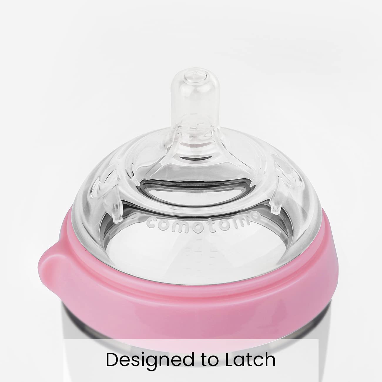 Comotomo  Natural Feel Baby Bottle Single Pack  Pink & White  150 Ml Comotomo Yallatoys