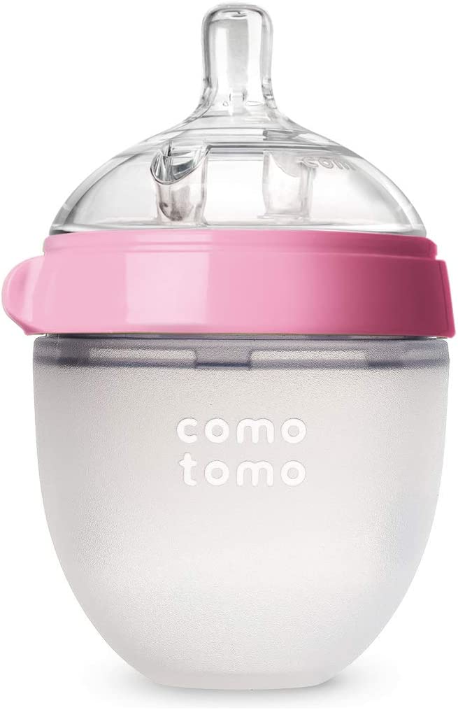 Comotomo  Natural Feel Baby Bottle Single Pack  Pink & White  150 Ml Comotomo Yallatoys