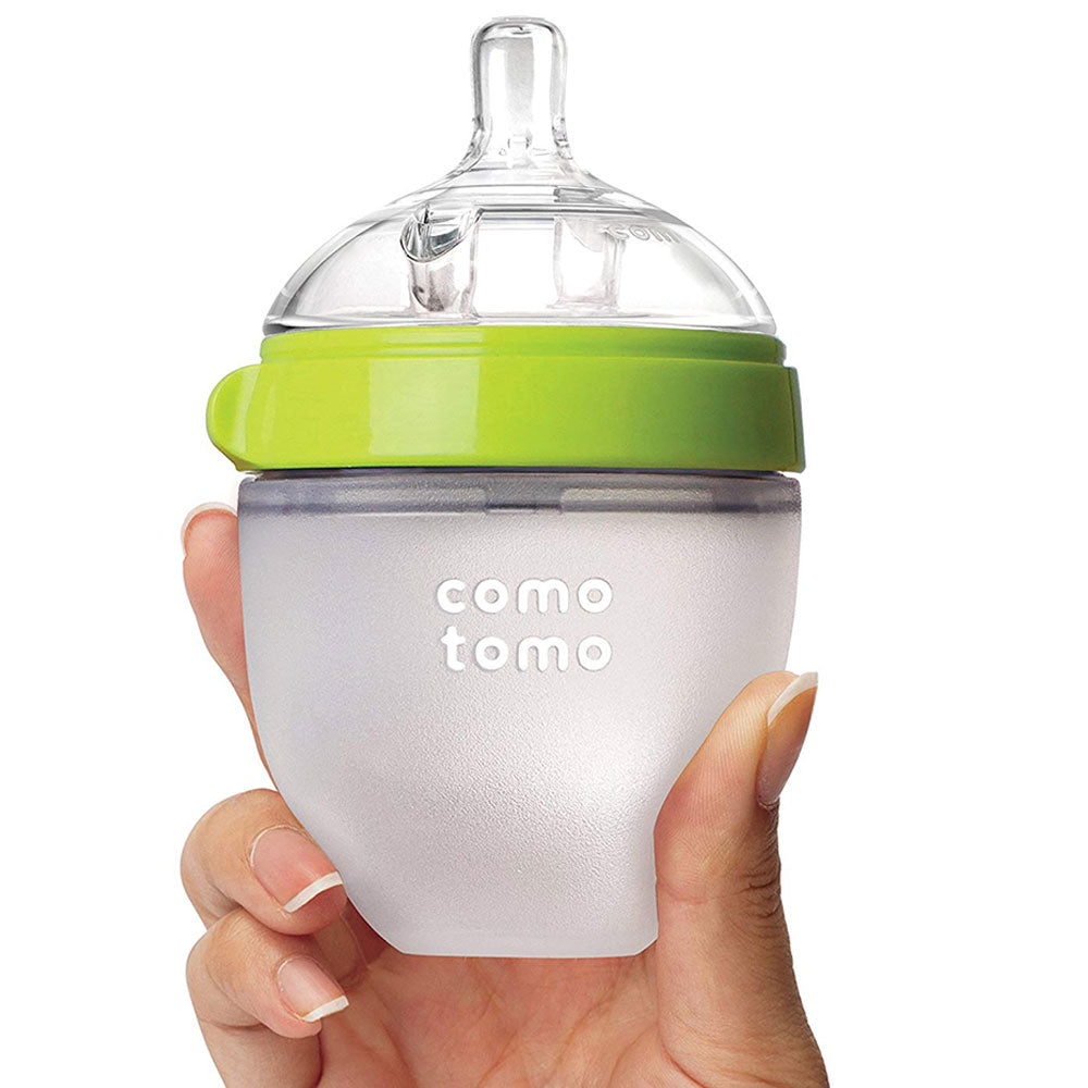 Comotomo  Natural Feel Baby Bottle Double Pack  Green & White  150 Ml Comotomo Yallatoys
