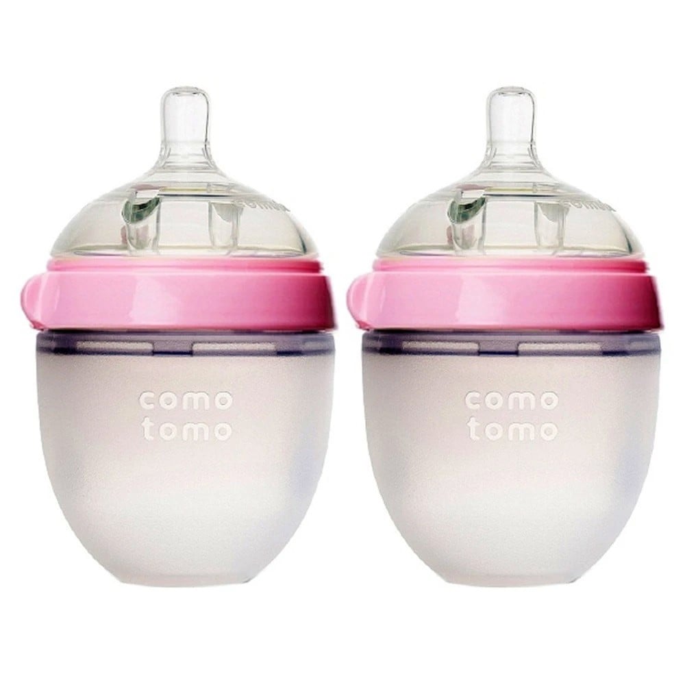 Comotomo  Natural Feel Baby Bottle Double Pack  Pink & White  150 Ml Comotomo Yallatoys