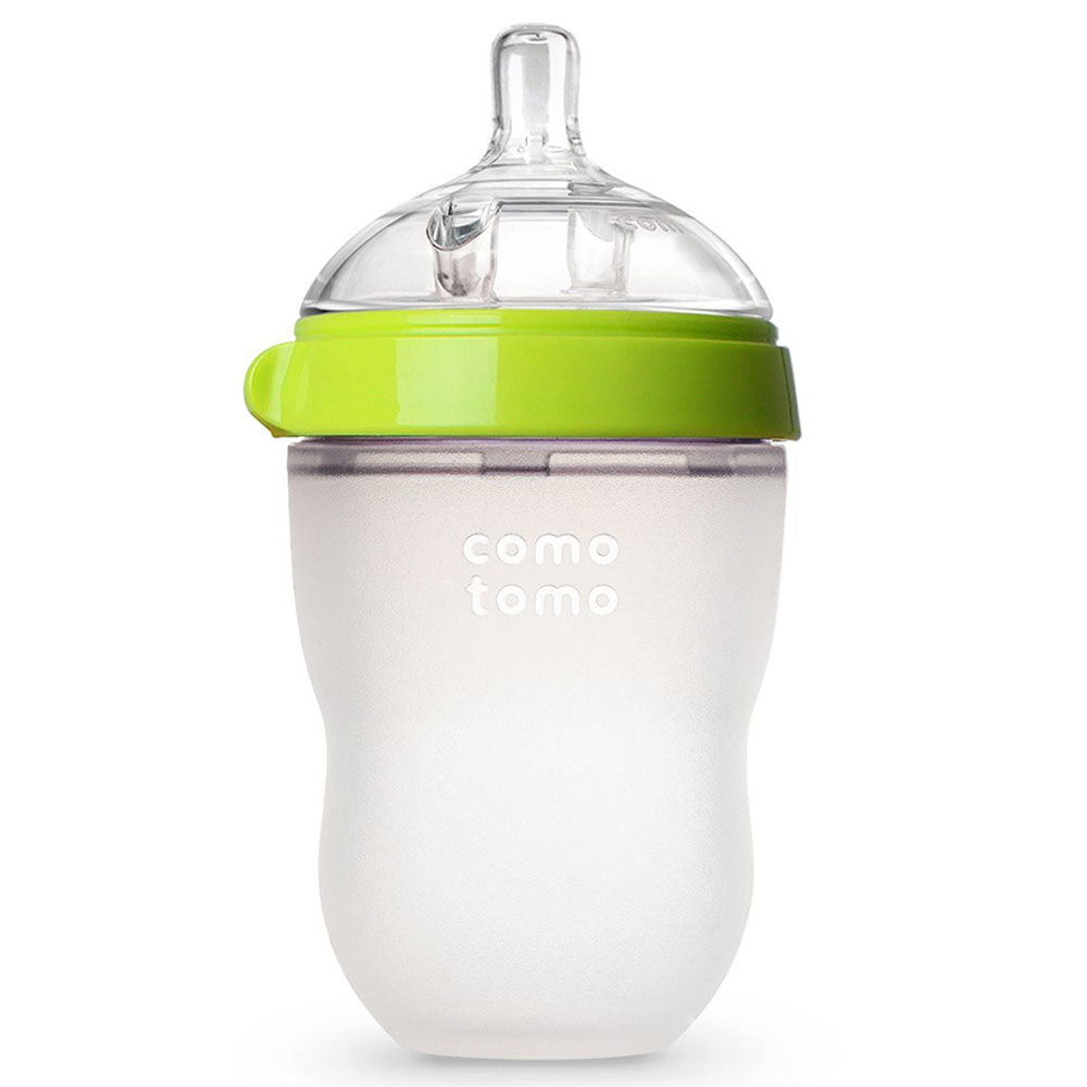 Comotomo  Natural Feel Baby Bottle Single Pack  Green & White  250 Ml Comotomo Yallatoys