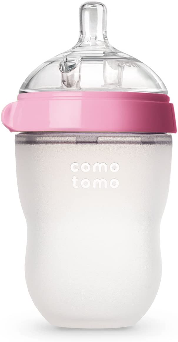 Comotomo  Natural Feel Baby Bottle Single Pack  Pink & White  250 Ml Comotomo Yallatoys