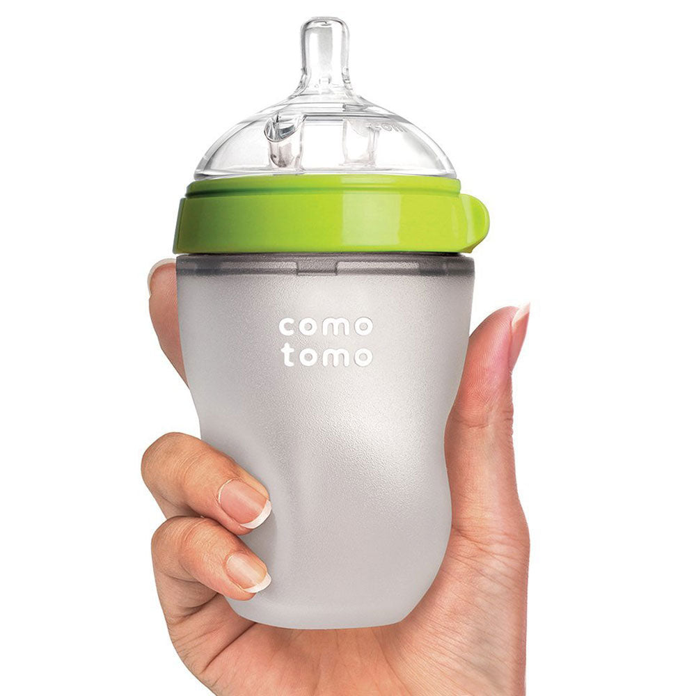 Comotomo  Natural Feel Baby Bottle Double Pack  Green & White  250 Ml Comotomo Yallatoys