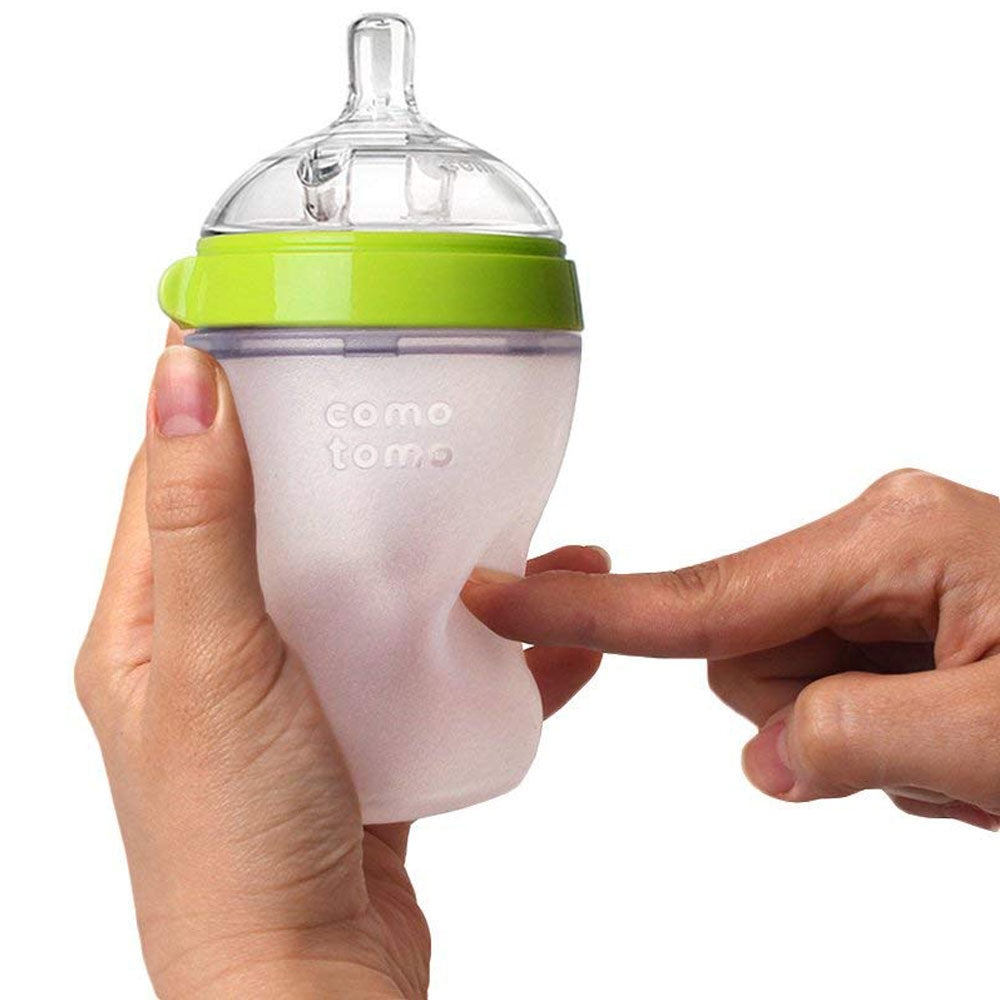 Comotomo  Natural Feel Baby Bottle Double Pack  Green & White  250 Ml Comotomo Yallatoys