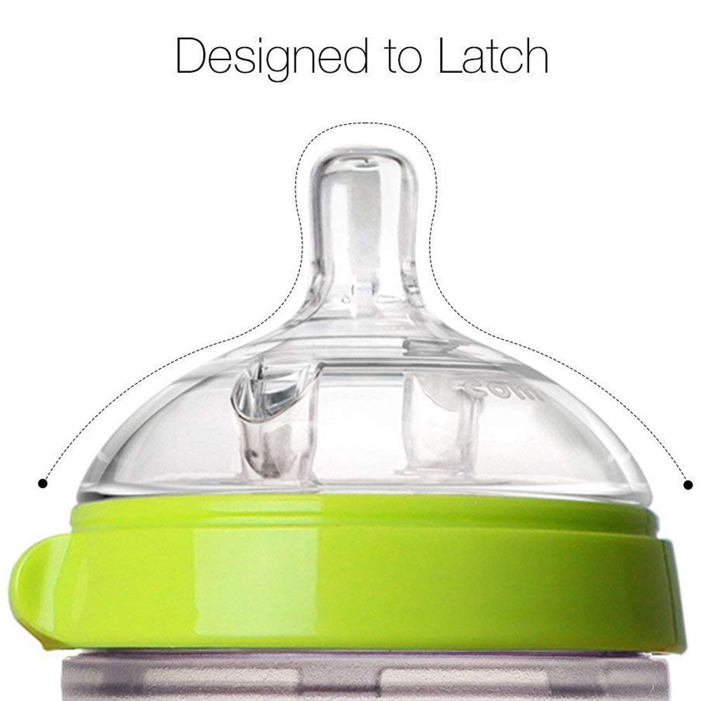Comotomo  Natural Feel Baby Bottle Double Pack  Green & White  250 Ml Comotomo Yallatoys