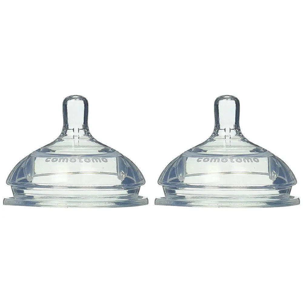 Comotomo  Natural Teat Silicone Nipples Slow Flow  2 Count Pack Transparent Comotomo Yallatoys