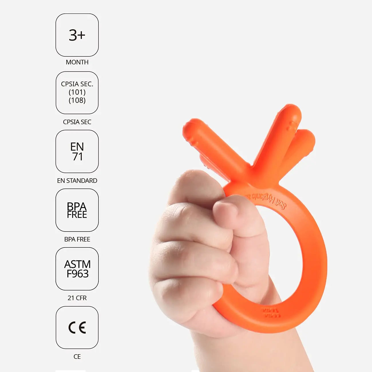 Comotomo  Silicone Baby Teether Orange Comotomo Yallatoys