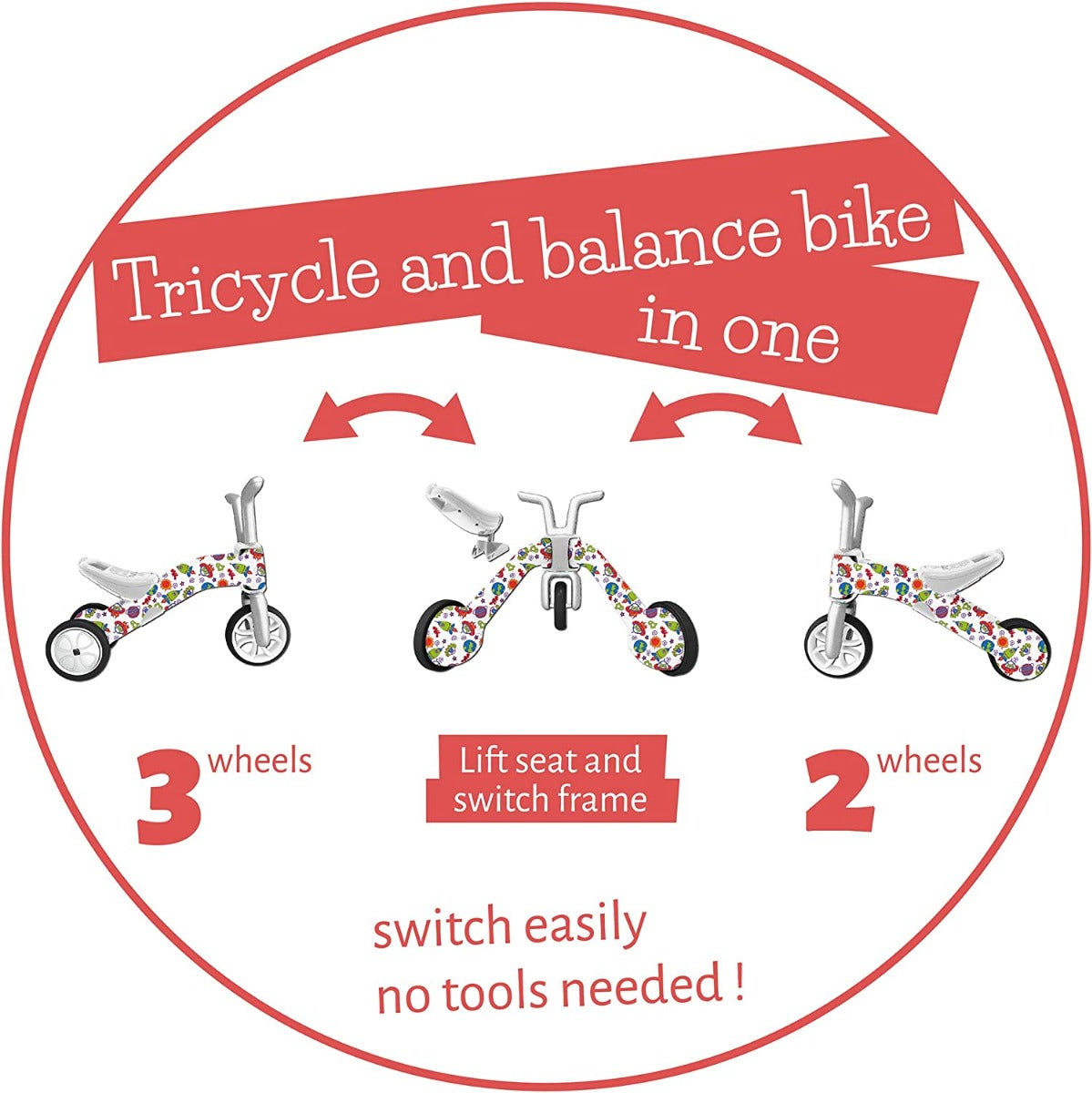 Buy Chillafish Bunzi FAD 2 in 1 Toddler Balance Bike Monster Meet Star Tricycle | Yallatoys.com