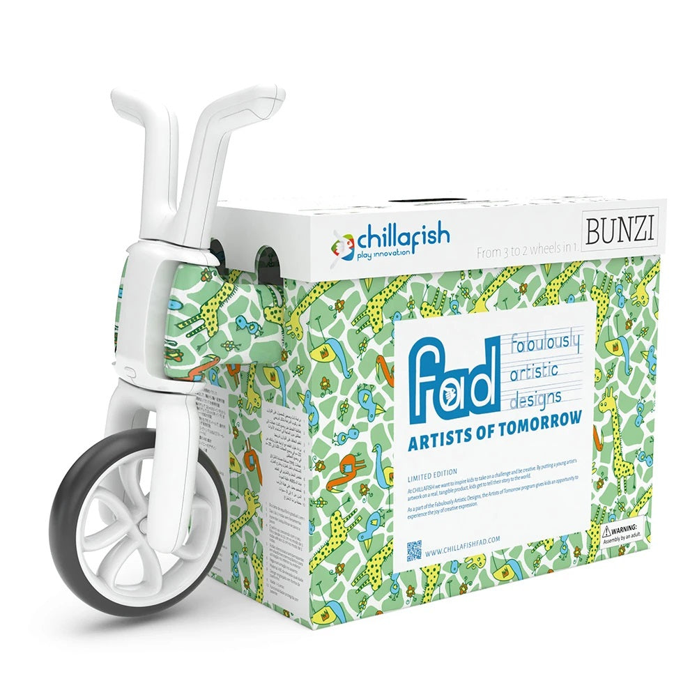 Buy ChillaFish Bunzi FAD 2-in-1 Balance Bike and Tricycle Adjustable Lightweight with Quiet Non-Marking Wheels Jiraffiti | Yallatoys.com
