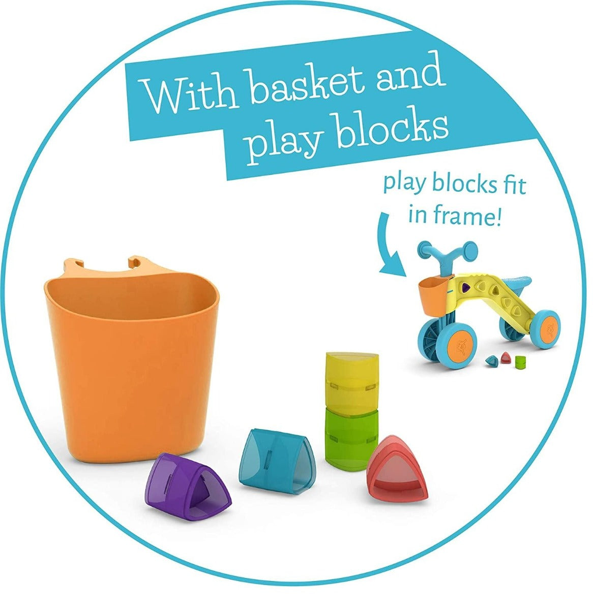 Buy Chillafish 4 Wheel First Ride on with Storage Basket and Playblocks Yello Light Blue | Yallatoys.com
