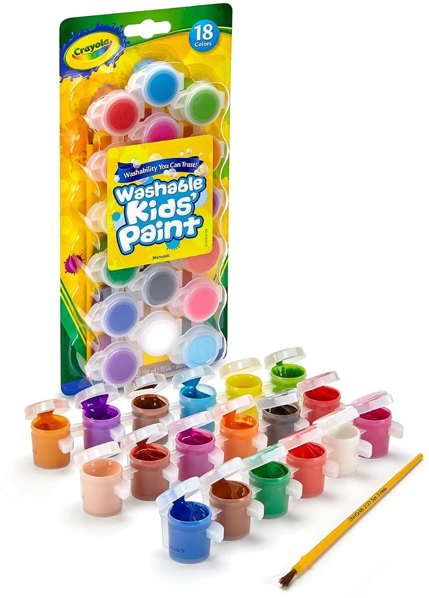 Buy Crayola Washable 18 Paint Pots with One Brush | Yallatoys.com