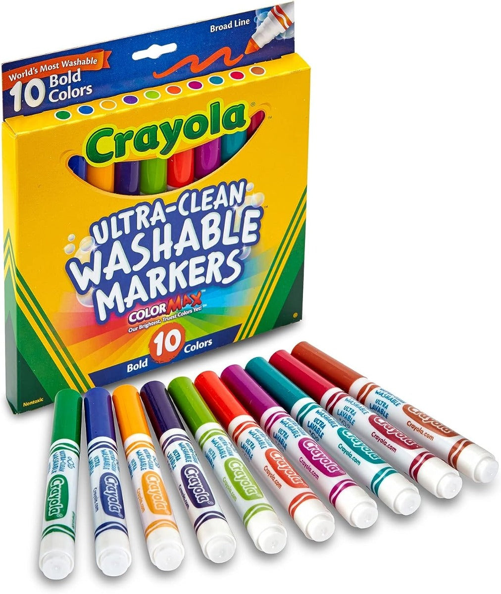 Buy Crayola Ultra Clean 10 Broad Line Bold Washable Markers | Yallatoys.com
