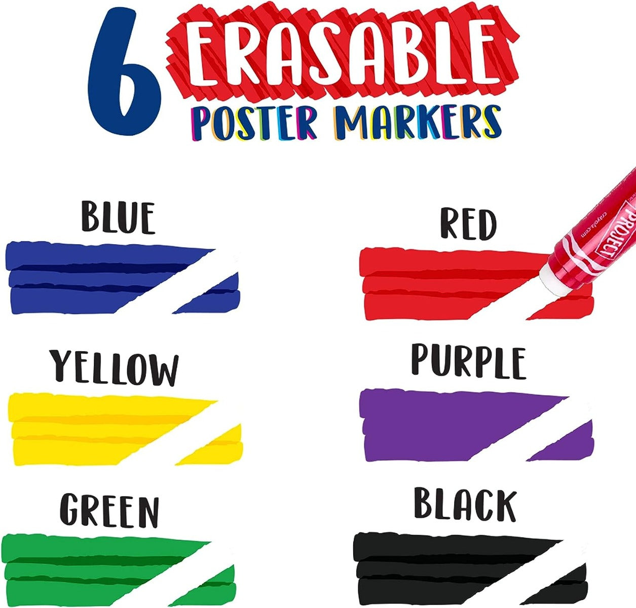Buy Crayola 6 Erasable Poster Markers | Yallatoys.com