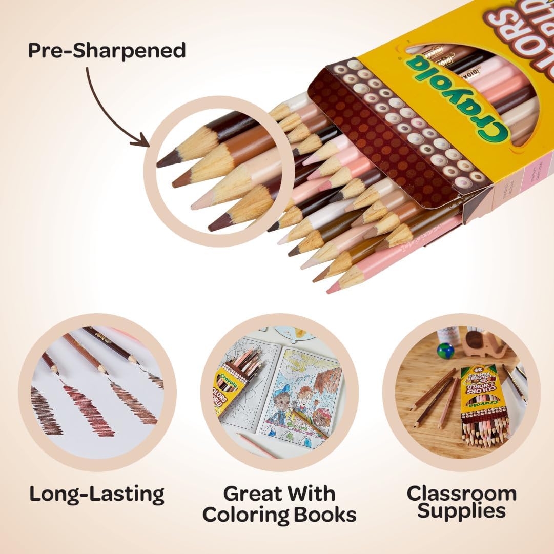 Buy Crayola Colored Skin Tone Pencils 24 Pack | Yallatoys.com