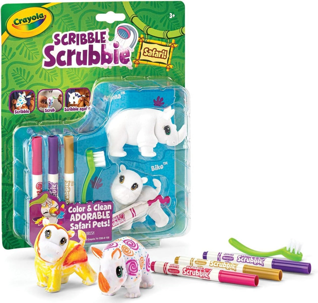 Buy Crayola Scribble Scrubbie Safari Animals Rhino and Hippo Color Kit | Yallatoys.com