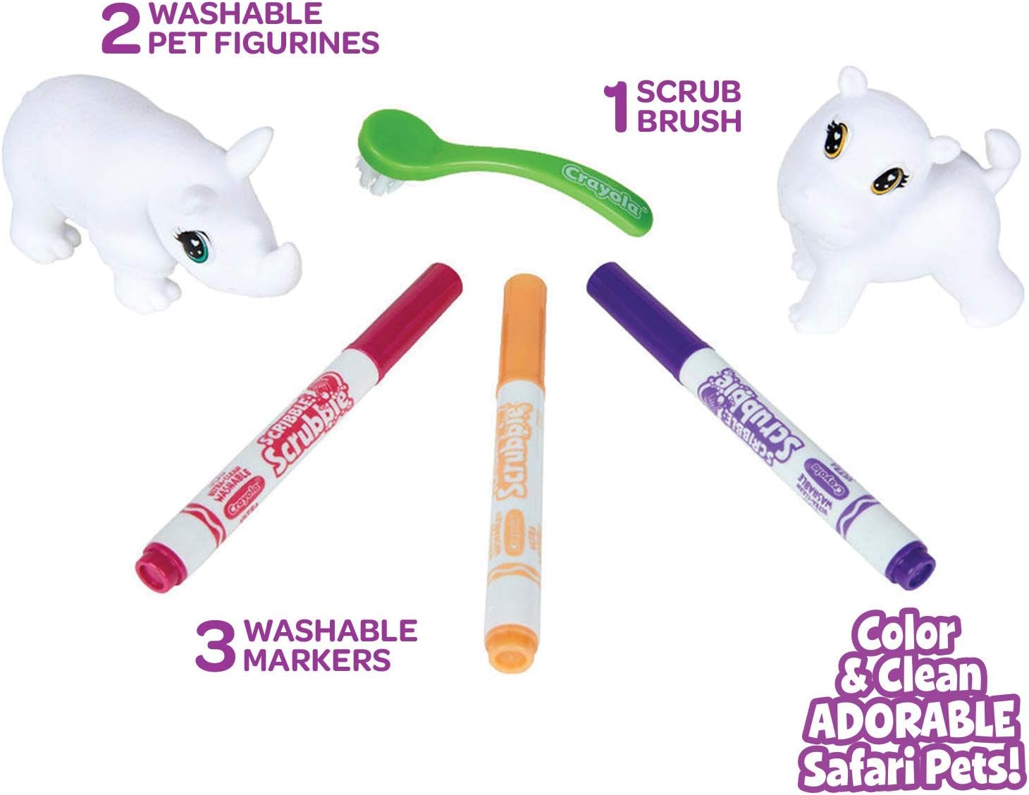 Buy Crayola Scribble Scrubbie Safari Animals Rhino and Hippo Color Kit | Yallatoys.com