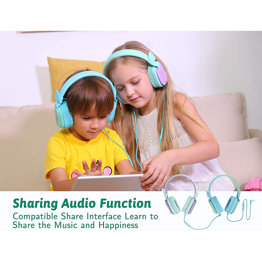 Buy Riwbox Kids Hedphones Foldable Stereo Headphones Over Ear Corded Headset Blue Green | Yallatoys.com
