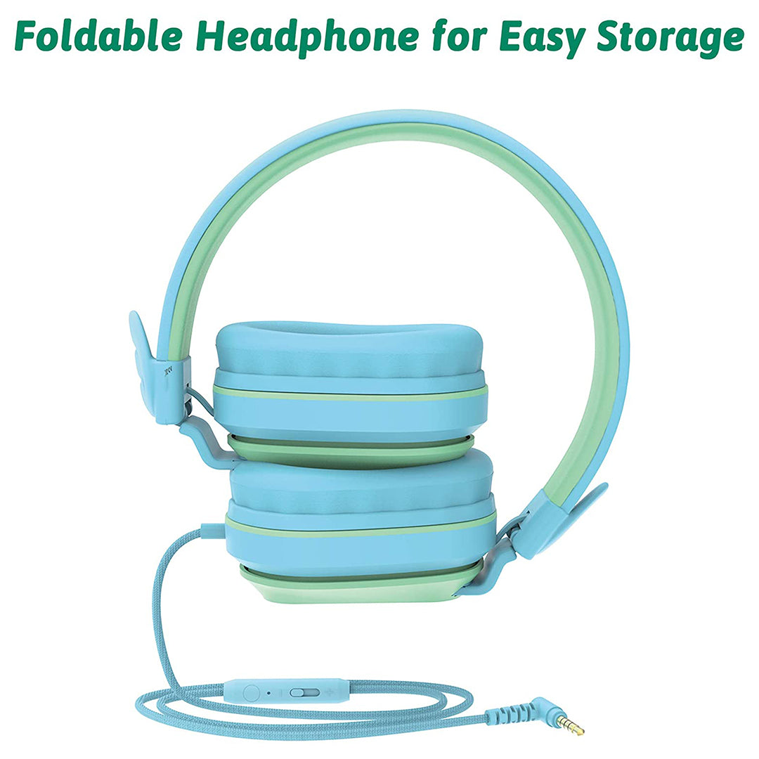 Buy Riwbox Kids Hedphones Foldable Stereo Headphones Over Ear Corded Headset Blue Green | Yallatoys.com