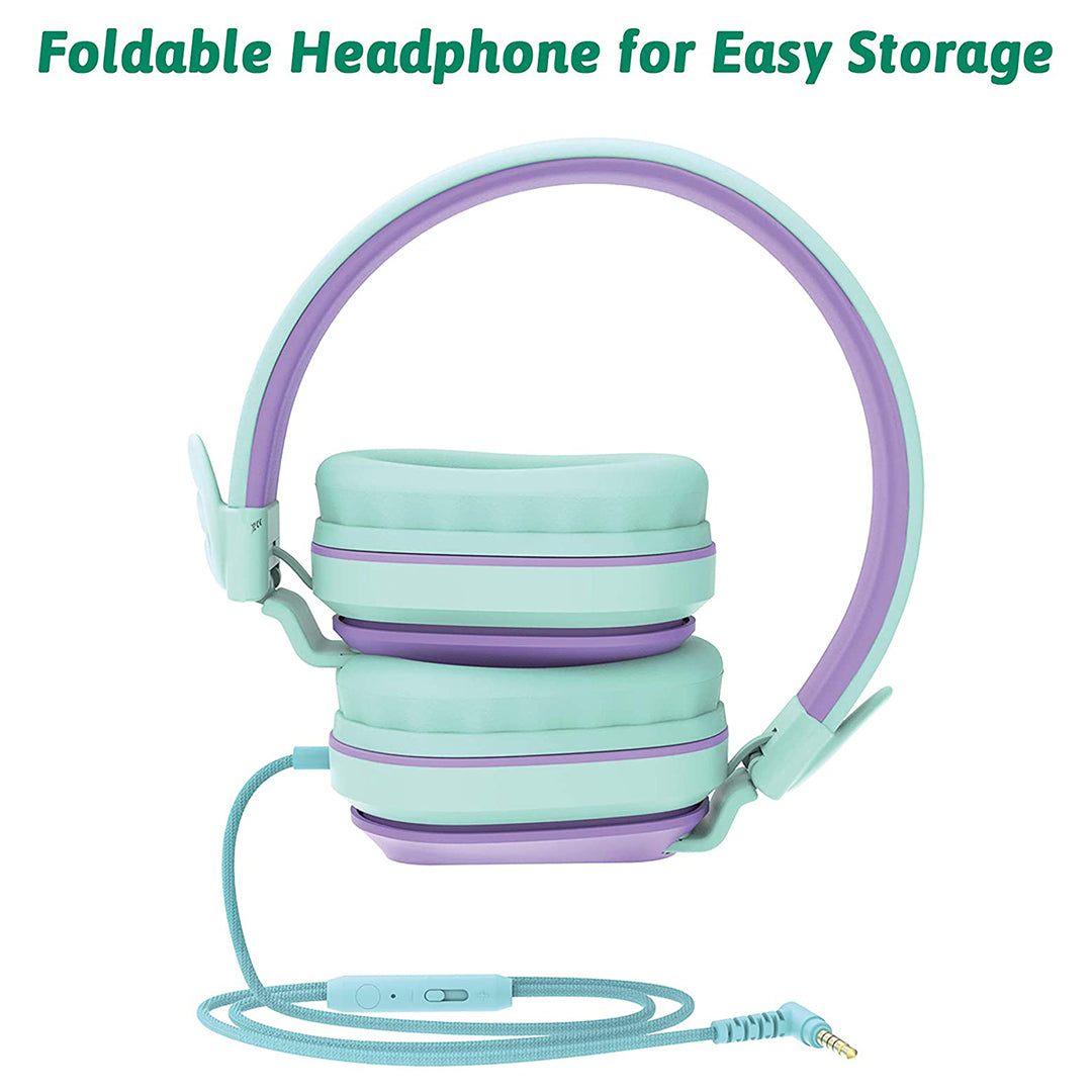 Buy Riwbox Kids Hedphones Foldable Stereo Headphones Over Ear Corded Headset Purple Green | Yallatoys.com