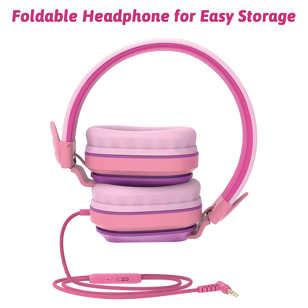 Buy Riwbox Kids Hedphones Foldable Stereo Headphones Over Ear Corded Headset Purple Pink | Yallatoys.com