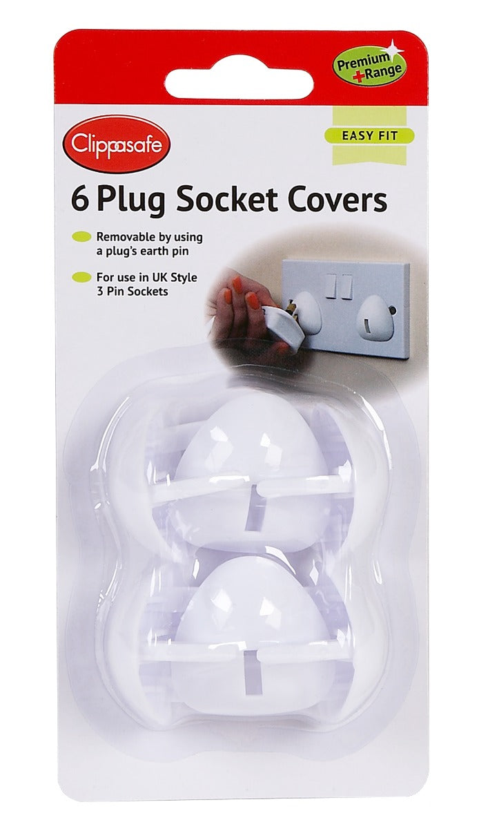 Clippasafe Uk Style 3 Pin Plug Socket Covers  6 Pcs Pack White Clippasafe Yallatoys