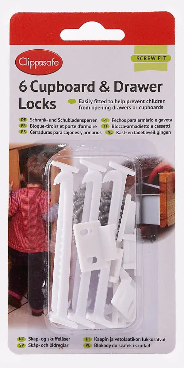 Clippasafe Cupboard & Drawer Locks 6 Pcs/Pack Clippasafe Yallatoys