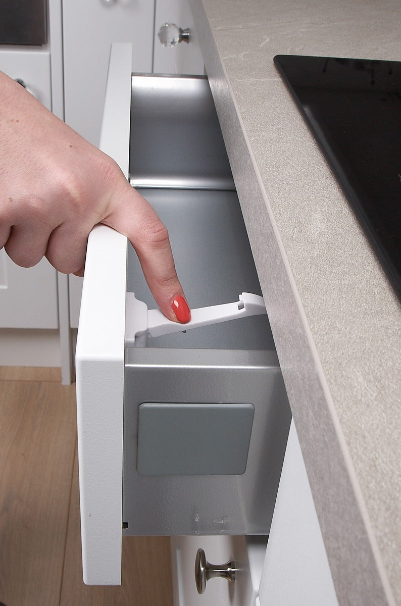 Clippasafe Drawer & Cupboard Spring Latches  2 Pcs Pack White Clippasafe Yallatoys