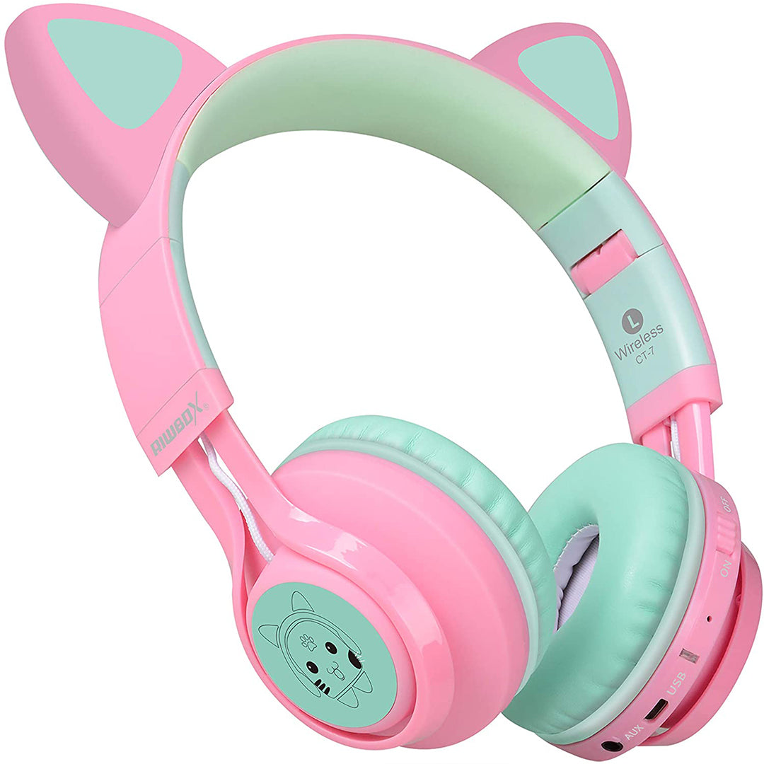 Buy Riwbox Cat Ear Bluetooth Headphones With Led For Kids Pink Green | Yallatoys.com