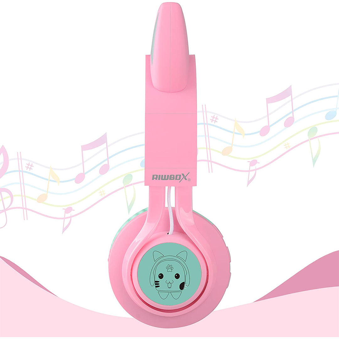 Buy Riwbox Cat Ear Bluetooth Headphones With Led For Kids Pink Green | Yallatoys.com