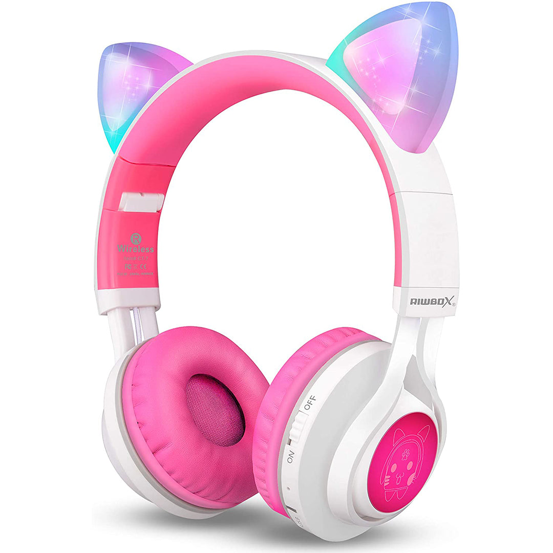 Buy Riwbox Cat Ear Bluetooth Headphones With Led For Kids White Pink | Yallatoys.com