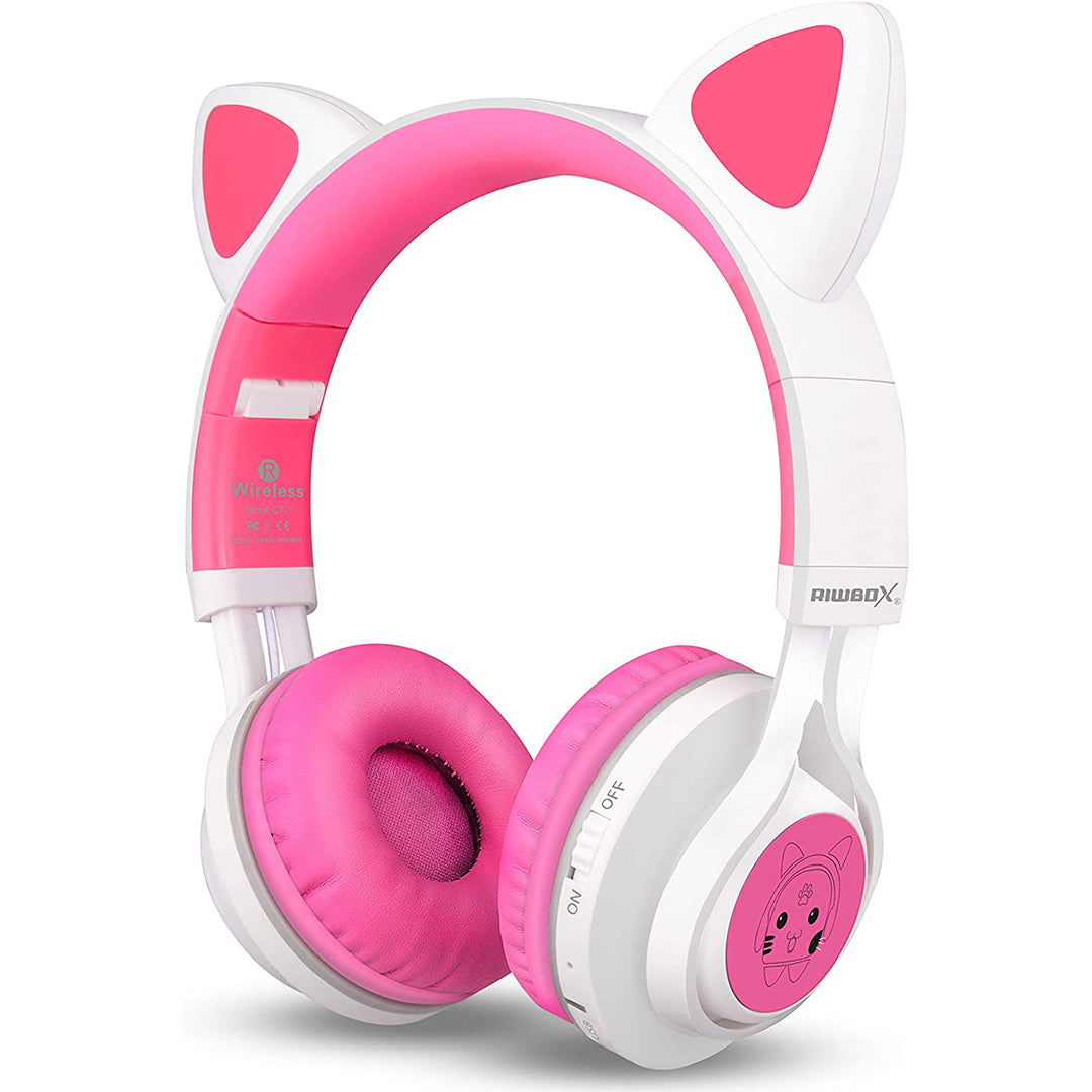 Buy Riwbox Cat Ear Bluetooth Headphones With Led For Kids White Pink | Yallatoys.com