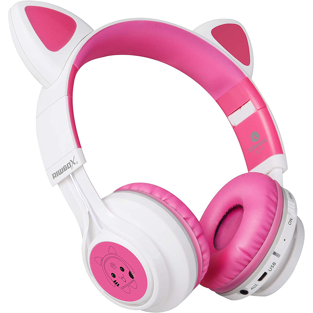 Buy Riwbox Cat Ear Bluetooth Headphones With Led For Kids White Pink | Yallatoys.com