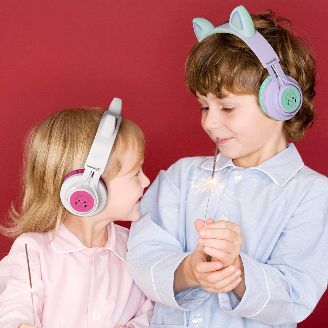 Buy Riwbox Cat Ear Bluetooth Headphones With Led For Kids Purple Green | Yallatoys.com