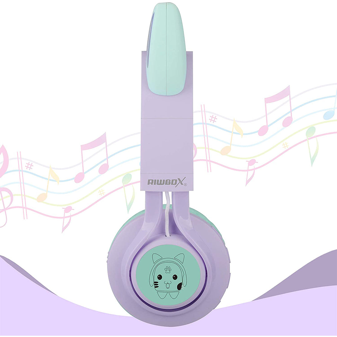 Buy Riwbox Cat Ear Bluetooth Headphones With Led For Kids Purple Green | Yallatoys.com